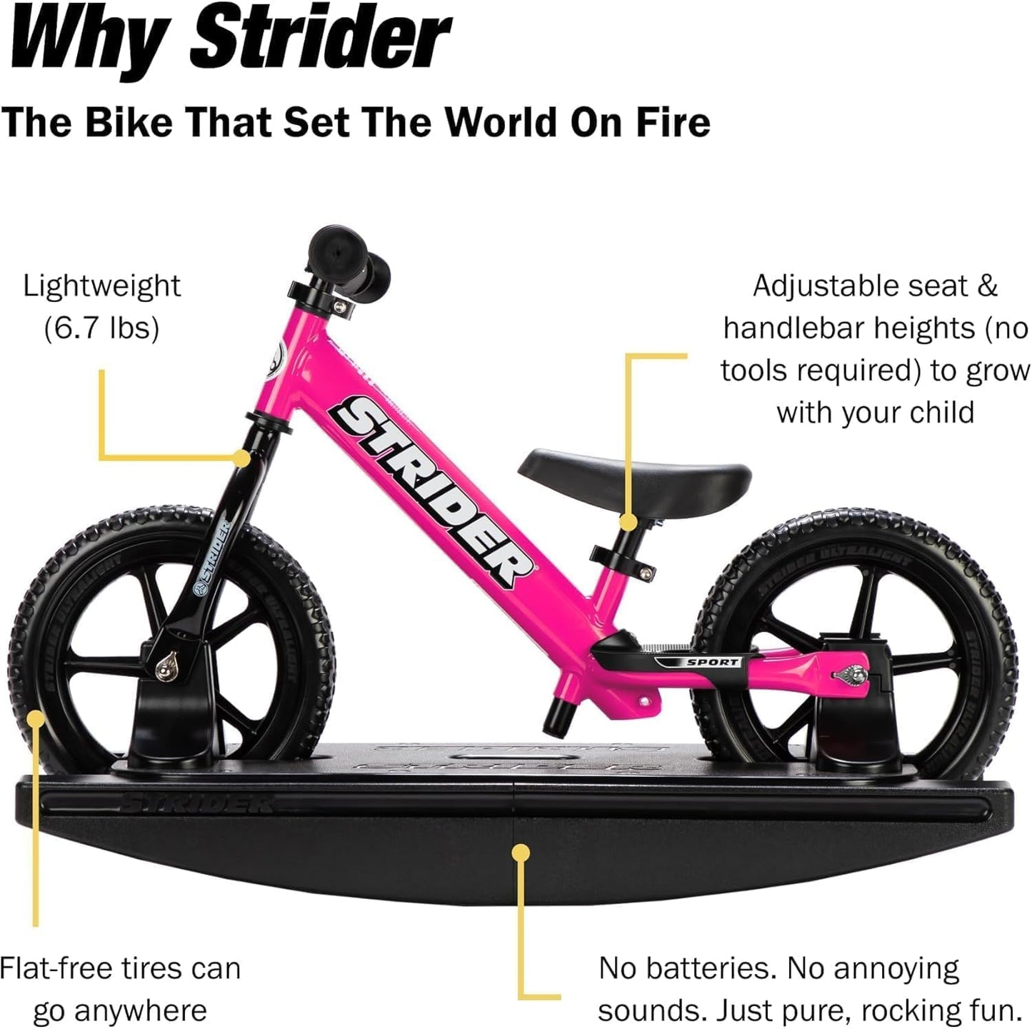 Strider 12” - Helps Teach Baby How to Ride a Balance Bicycle - for Kids 6 Months to 4 Years - Easy Assembly & Adjustments