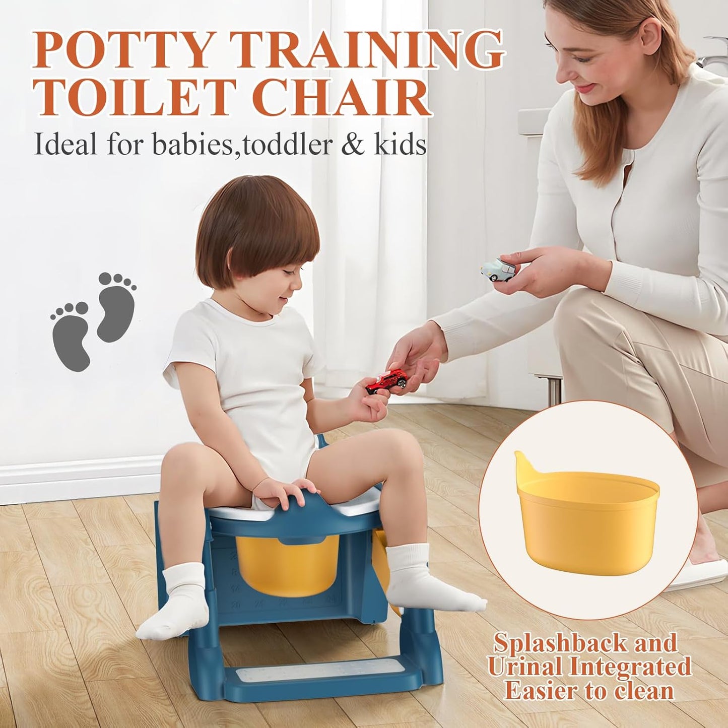 Potty Training Seat, Toddler Toilet Seat for Little Boys Girls, Potty Training Toilet with Urinals, Toddler Step Stool Ladder and Splash Guard