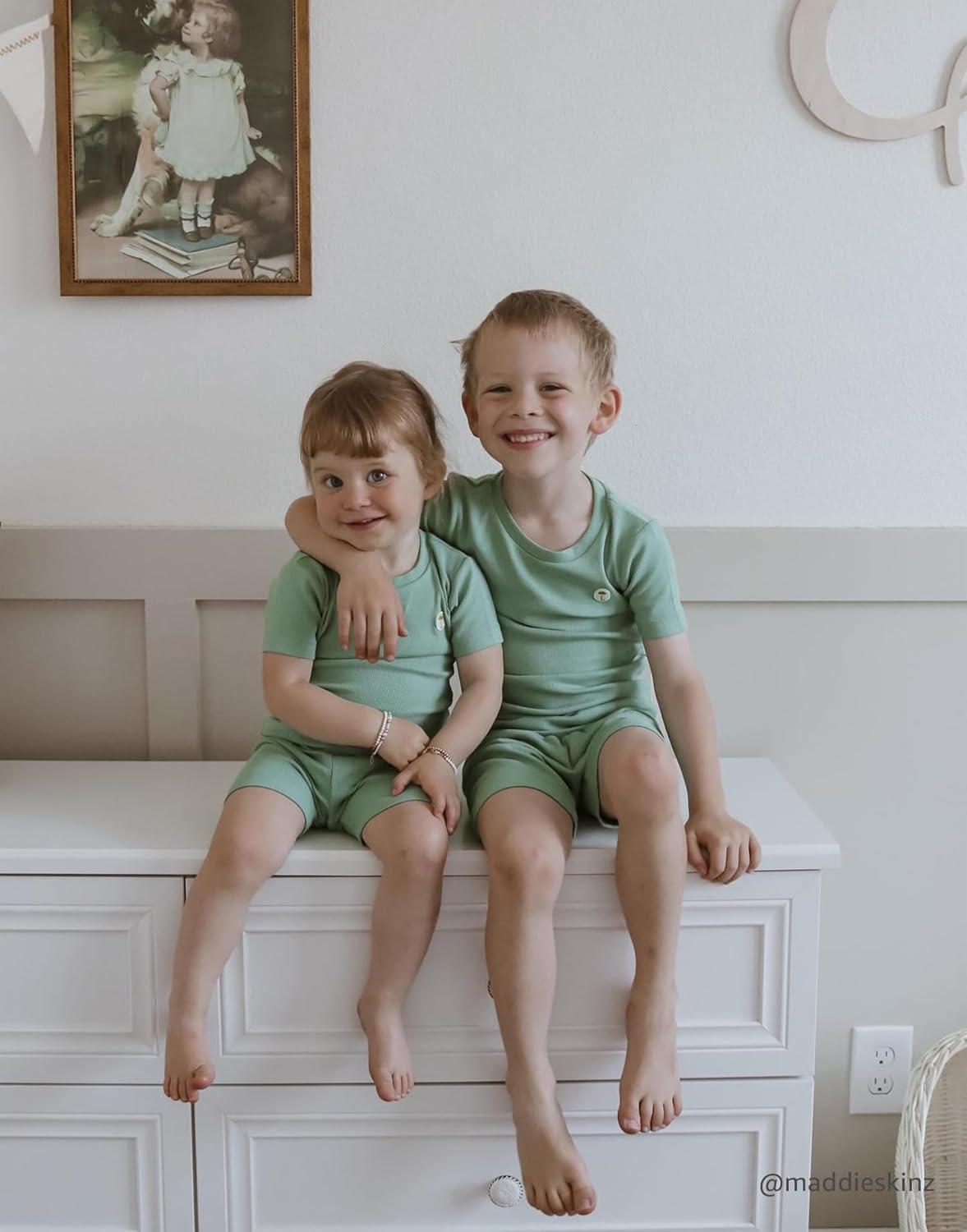 moimoln Pajamas Set 6M-5Y Solid Ribbed Unisex Baby & Toddler, Soft Viscose, Snug-Fit, Everyday Sleepwear