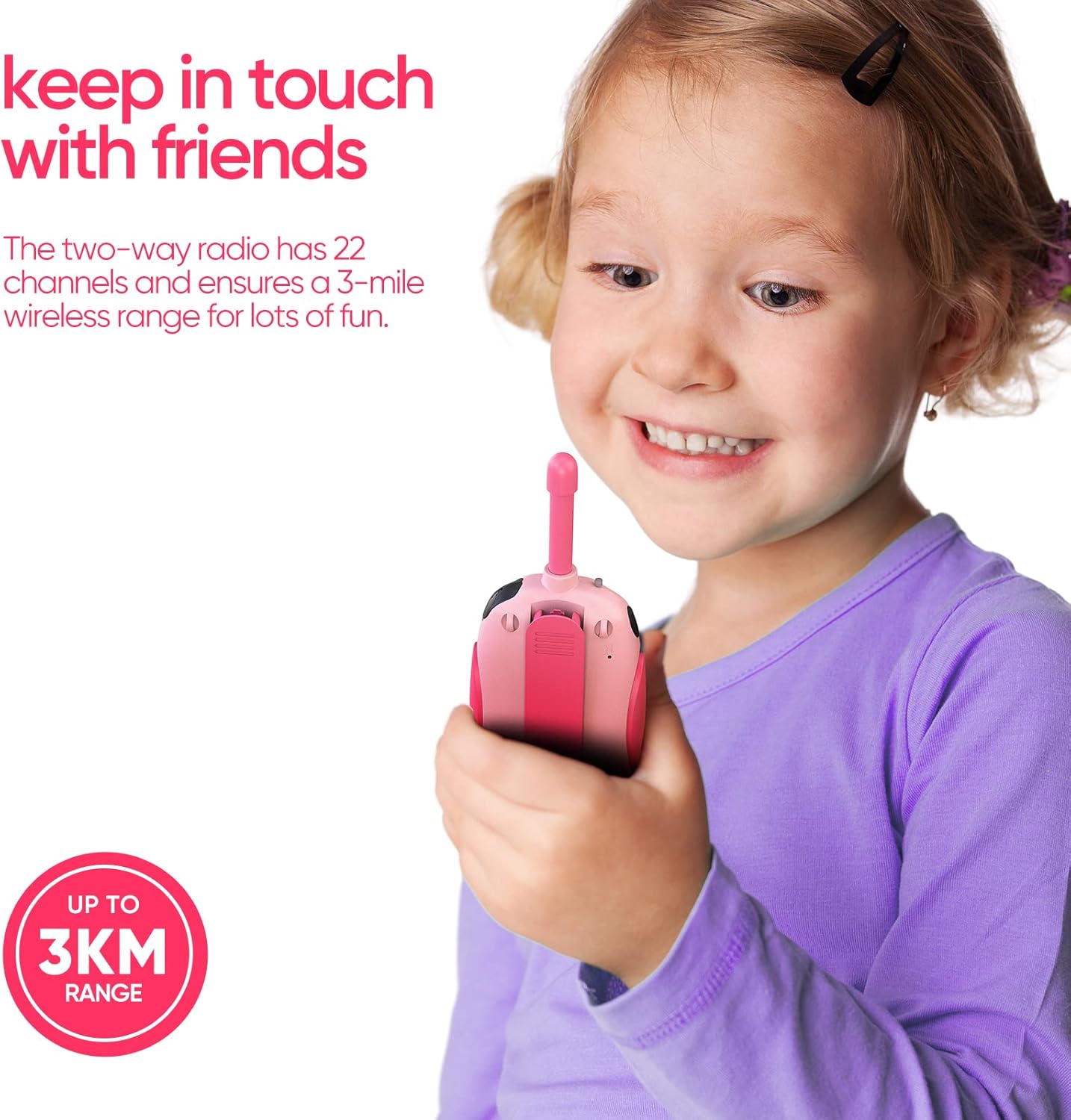 Rechargeable Walkie Talkies 2 Pack, Long Range 22 Channels 2 Way Radio, Kids' Adventure Toy Gift for 3-12 Year Old Boys & Girls, Outdoor Camping Hiking