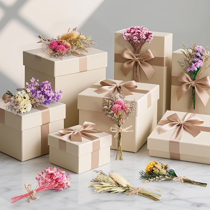 12/24 PCS Charming Dried Flowers Bouquet for Vase Various Dried Wildflowers with Stems Mini Handmade Wildflowers Natural Real Flowers Bulk Flowers Craft (Various Series, 12 PCS)