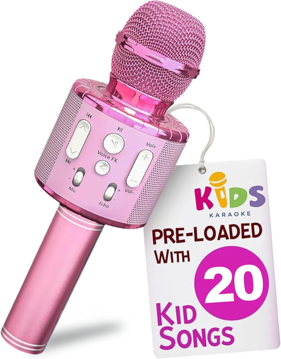 Move2Play, Kids Karaoke Microphone | Includes Pre-Loaded Songs & Bluetooth | Kids Birthday Party Gift | Toy for All Ages 2, 3, 4, 5, 6+ Year Old Girls, Boys & Toddlers