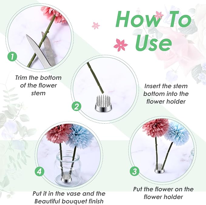 Kritkin 24 Pieces Flower Frogs Holder Mini Floral Round Flower Japanese Arranger Fixed Pin Holder for Arrangements Floral Plant Small Vase Ikebana Decoration Supplies Plant Fixation(0.9 Inch,Silver)