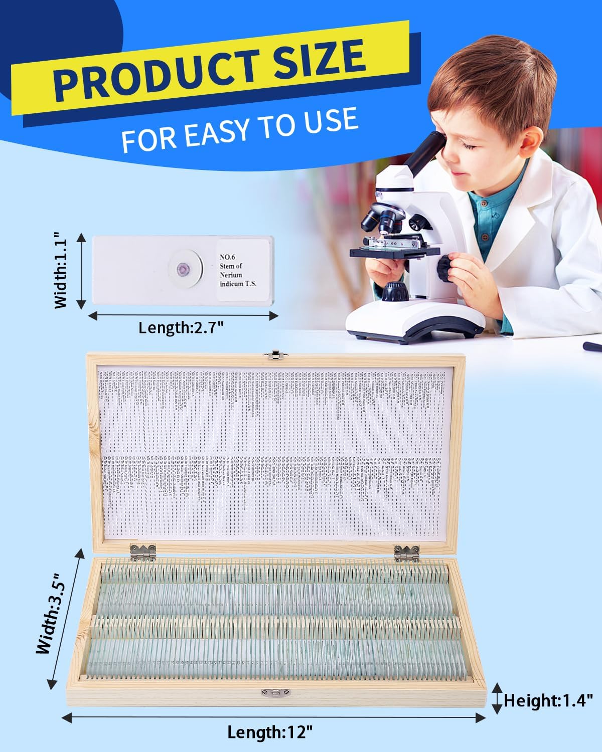 140-Pcs Microscope Slides with Specimens,Pre-Made Glass Slides with Specimens,Educational Microscope Slides and Covers for Young Scientists,Perfect for Biology Class and Experiments
