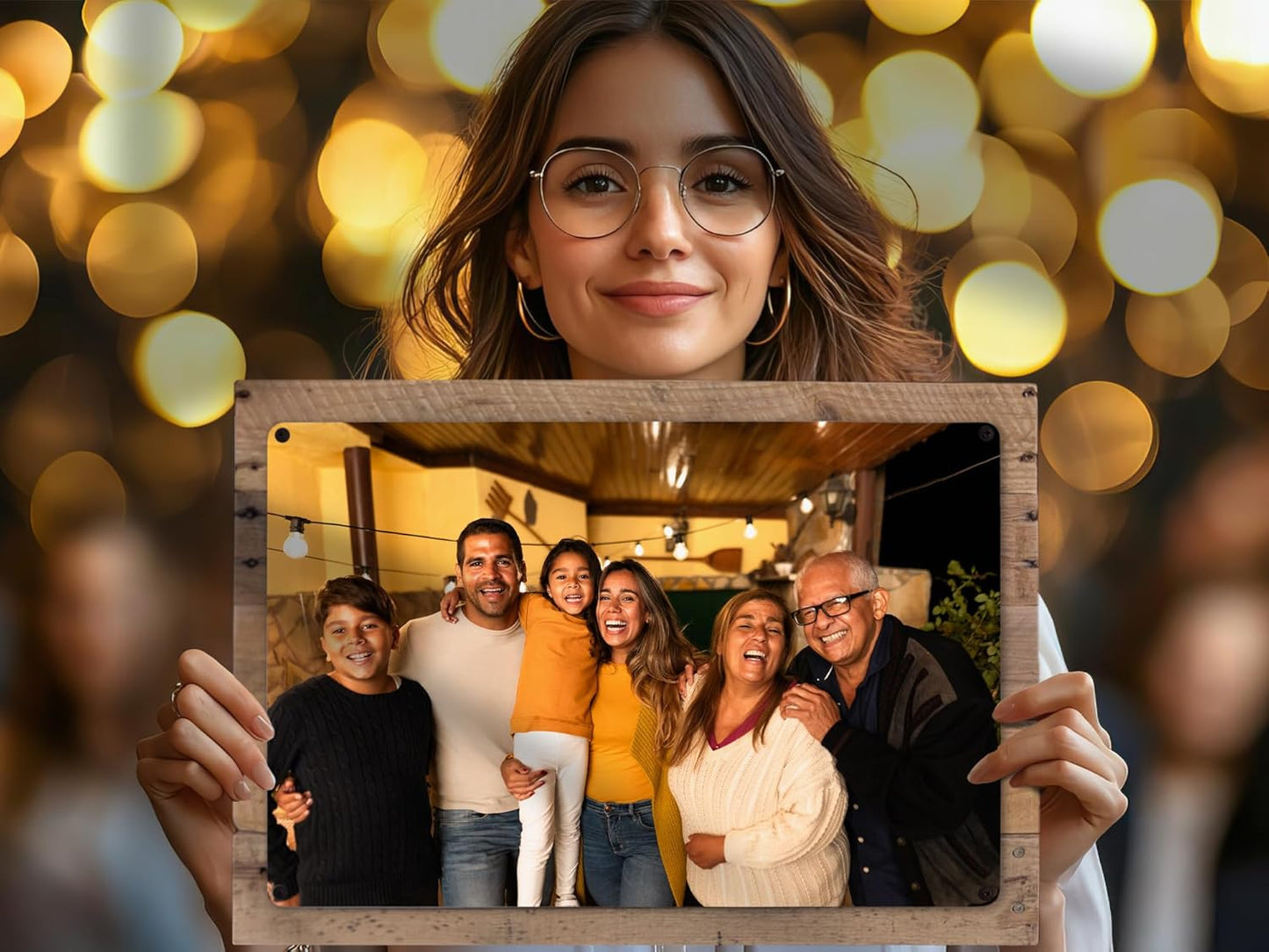 MUNDAZE Custom Portrait Metal Print on Reclaimed Wood Pallet Frame – Personalized Family Photo Gift – Glossy Aluminum Wall Art Keepsake – Made and Shipped in USA (12 x 12)