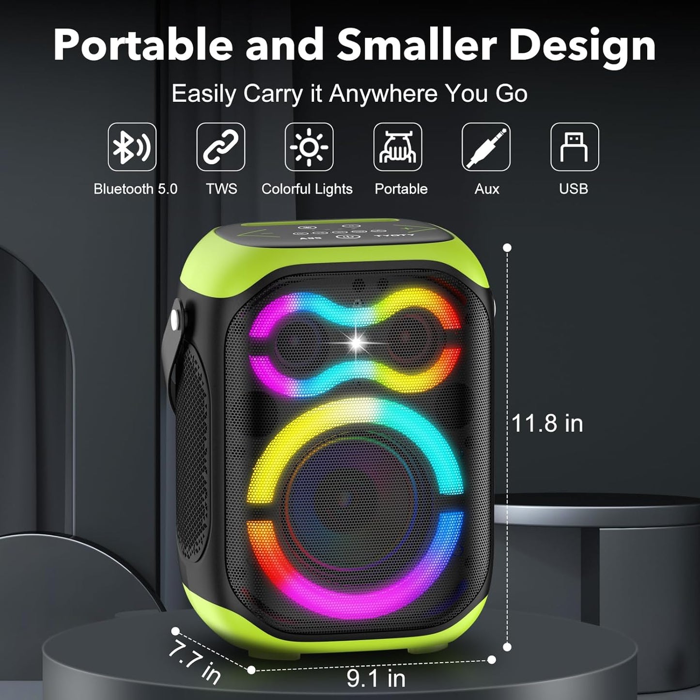 Portable Bluetooth Speakers 80W Big Powerful Wireless Outdoor Loud Stereo Deep Bass Sound Boombox TWS Home Party Speaker with Subwoofer LED Lights