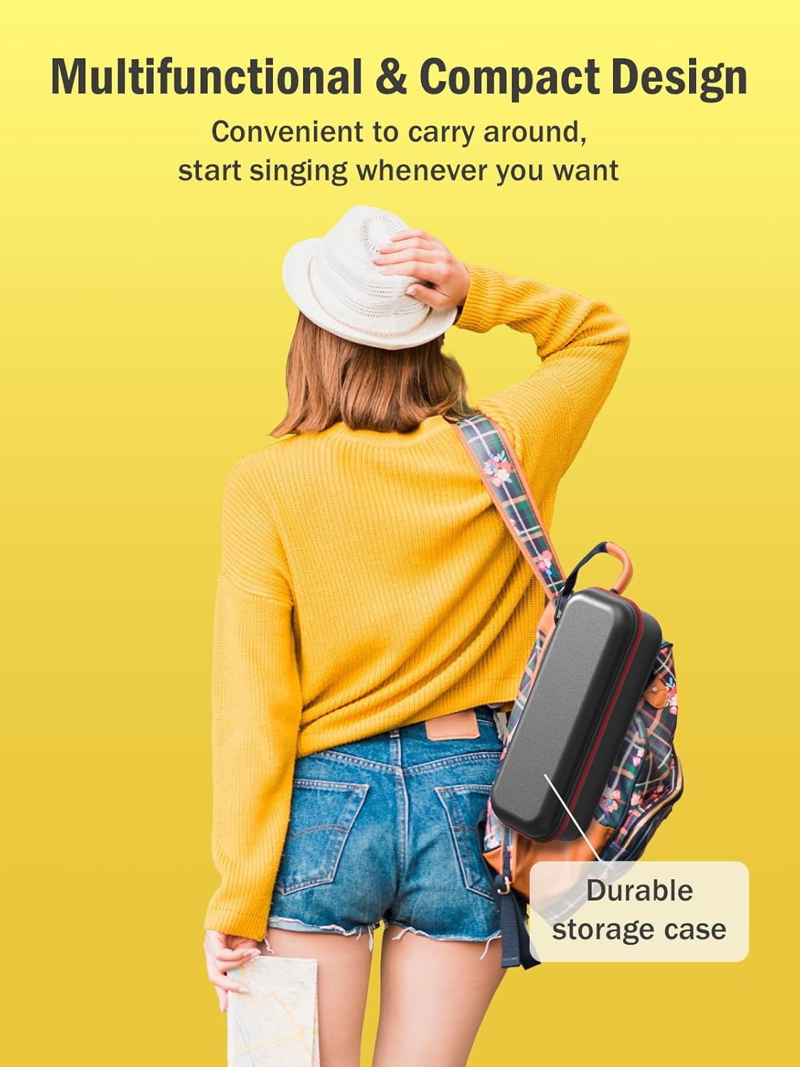 Wireless Bluetooth Karaoke Microphone, Built-in Loud Speaker for 10H Playback, Add Reverb/Duet Mode/Earbuds Monitoring, Portable Karaoke Machine for Entertainment & Singing Practice (Gray)