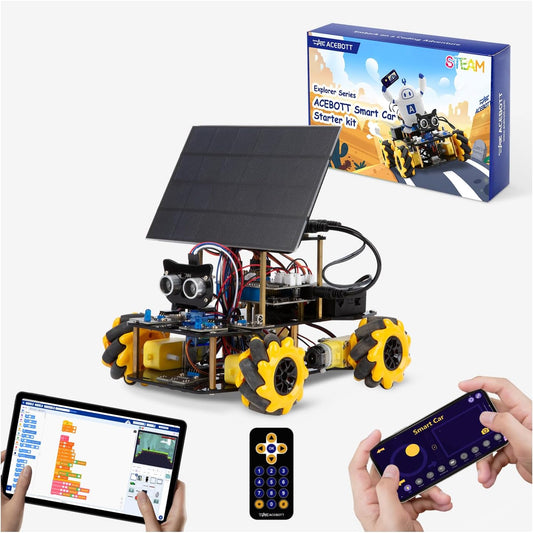 Robotics Kit for Kids Ages 8–12,ACEBOTT STEM Robot Car with Solar Powered,Compatible with Arduino & Scratch,STEM Toys for Boys Ages 8–12,App & Remote Control,Programmable ESP32,Gift for Boys and Girls