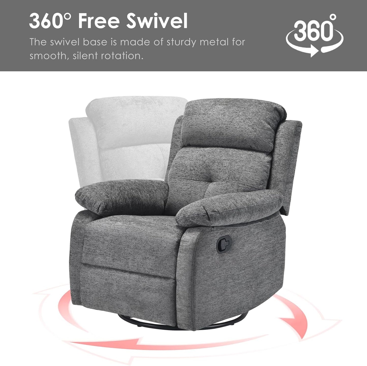Small Rocker Swivel Recliner Chair for Adults Women for Small Spaces, Bedroom, Living Room