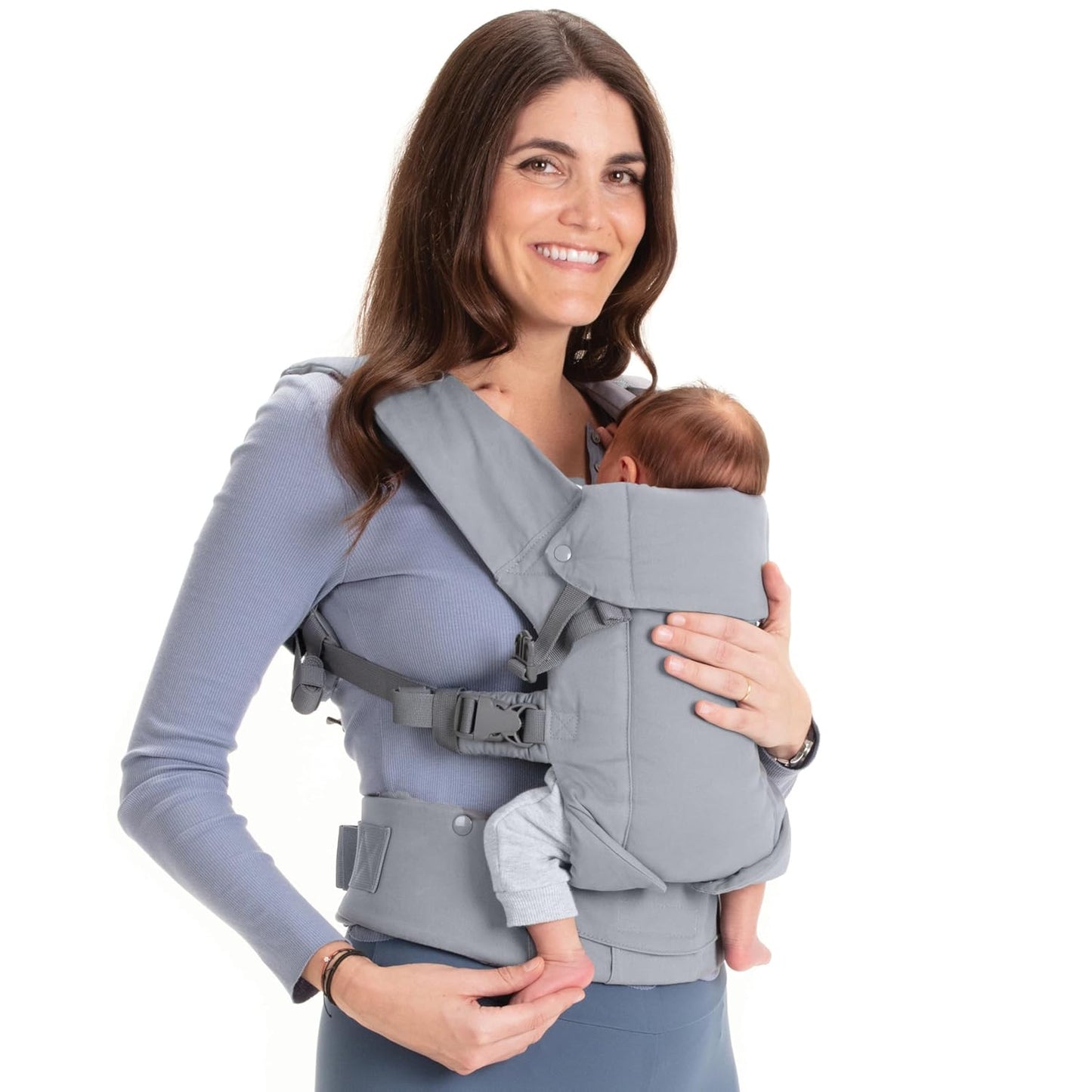 Beco Gemini Baby Carrier from Newborn to Toddler - Certified Ergonomic Newborn Baby Carrier for Infants and Children of 7-35 lbs - M Shape, Adjustable Seat, 100% Cotton (Grey)