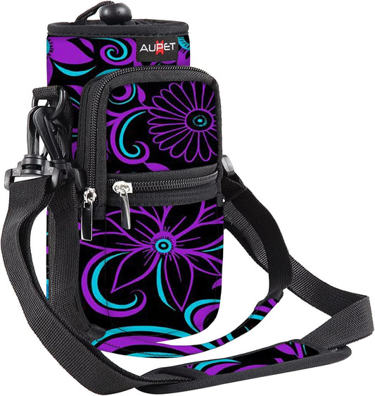 AUPET Water Bottle Sling Bag Sleeve Holder Carrier 25/32/40/64 oz,Insulated Crossbody Water Bottle Case Cover with Strap and Pockets for Men/Women Walking Hiking