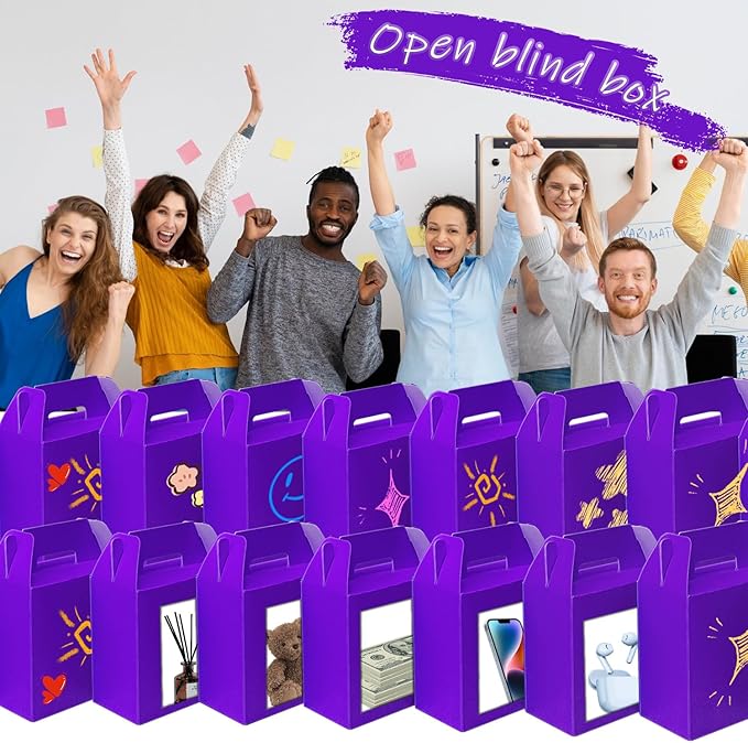 XAGLVV 24Pack Purple Boxes,Party Favor Boxes Packs 7 x3.5x 6.6 Inches, Purple Gift Boxes With Handles, Favor B oxes for Party, Baby Shower, Birthday,Weddings and more.