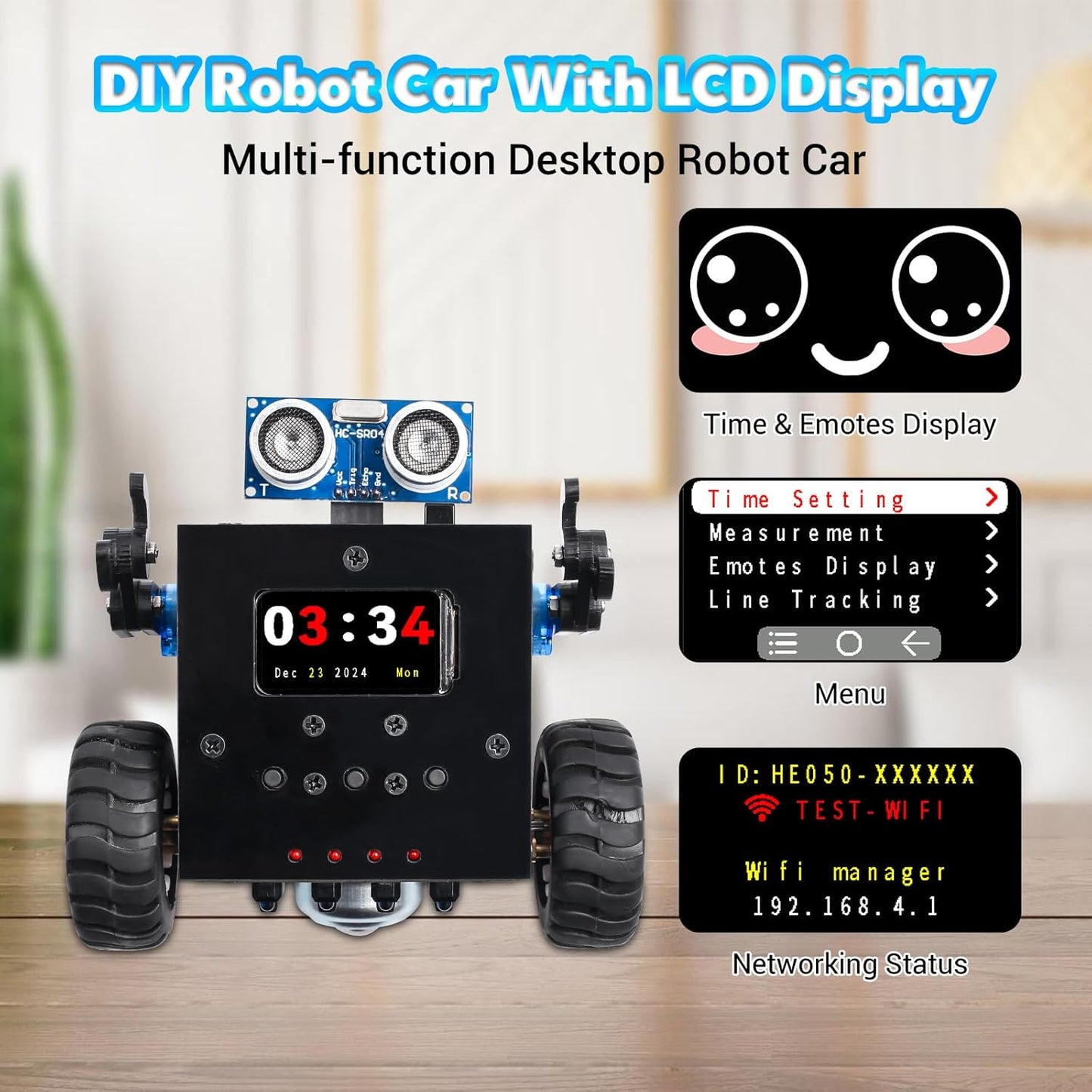 Robot Soldering Project, ICSTATION DIY Robot Car Soldering Practice Kit RC Robot with Time & Expressions Display STEM Science Kits for Adults Teens Ages 15+ School Students Experiment Education