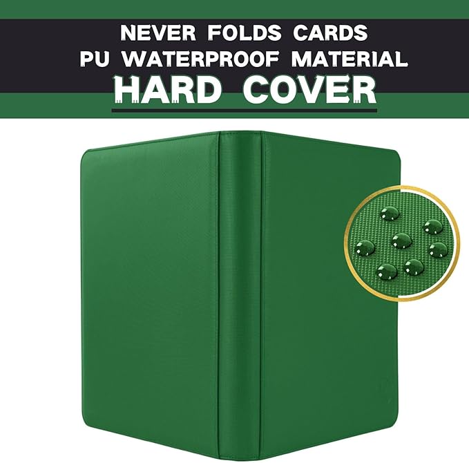 1000+ Pockets Trading Card Binder, 16-Pocket Card Ablum Compatible with MTG,Sports Cards & Other Standard Size Trading Cards (Green)