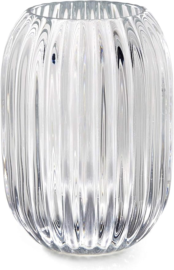 Serene Spaces Living Clear Optical Glass Votive Holder, Perfect for Weddings and Home Décor, Measures 5" Tall and 3.5" Diameter