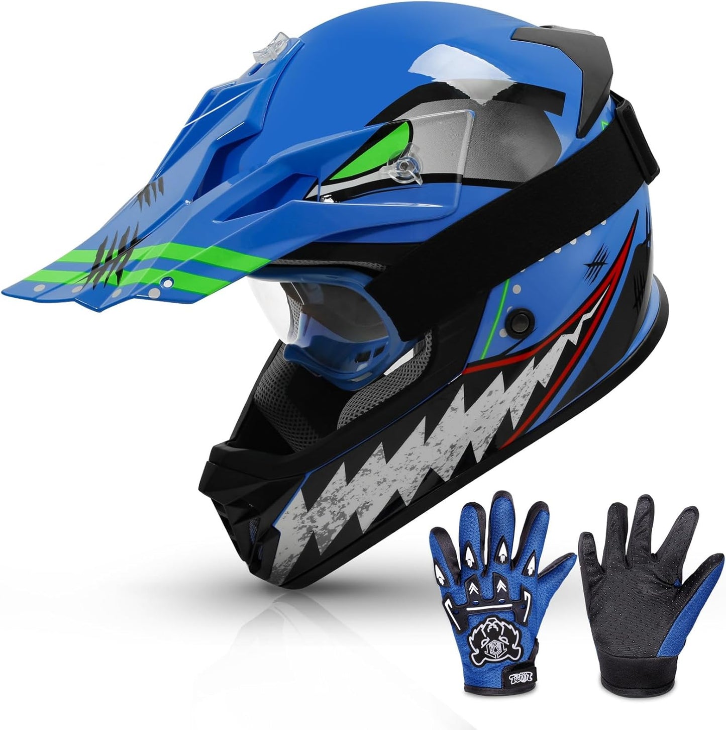 TCMT Dot Youth & Kids Motorcycle Off-Road Helmet Full Face Motocross Street Dirt Bike Mountain Bike BMX MX ATV Helmet+Goggles+Gloves New