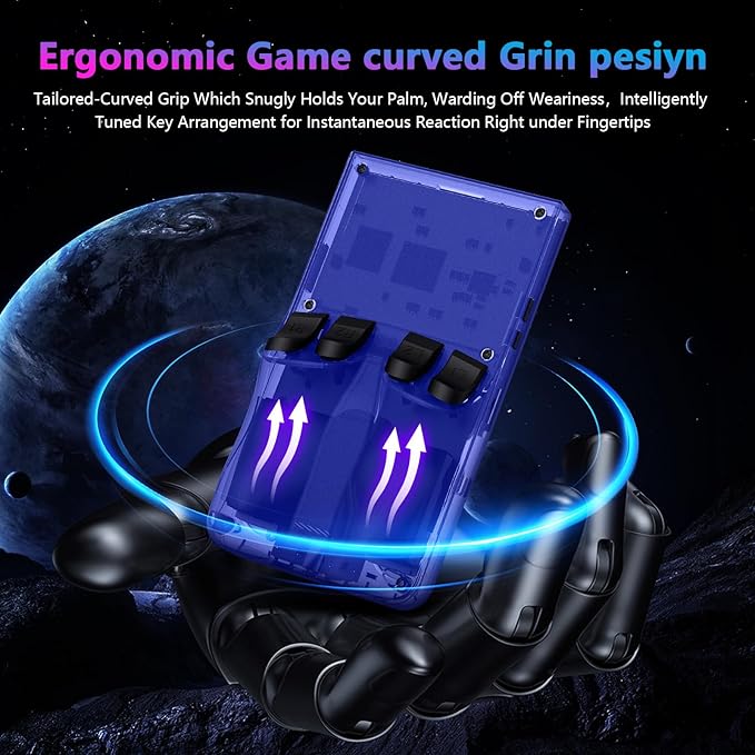 R36MAX Retro Handheld Game Console, 4.0 Inch 720x720 IPS Screen, Built-in 18,000+ Classic Game, Portable Hand Held Open Source Linux System, 4000mAh Battery Retro Gaming Console (Blue 64GB)