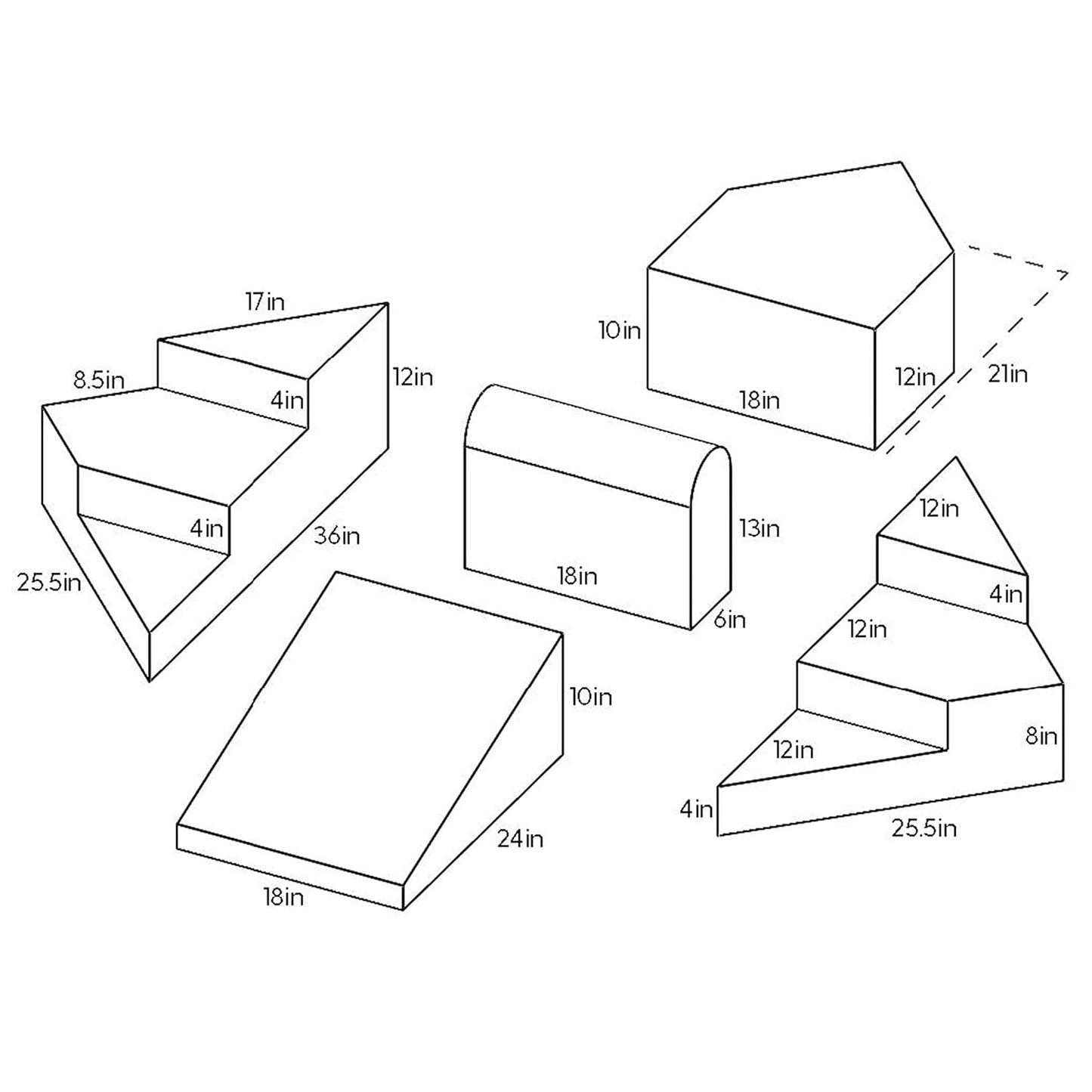 FDP SoftScape Step Up and Slide Corner Climber, Indoor Active Play Structure for Toddlers and Preschoolers, Soft Foam for Crawling and Sliding, Multiple Configurations (4-Piece) - Assorted, 13383
