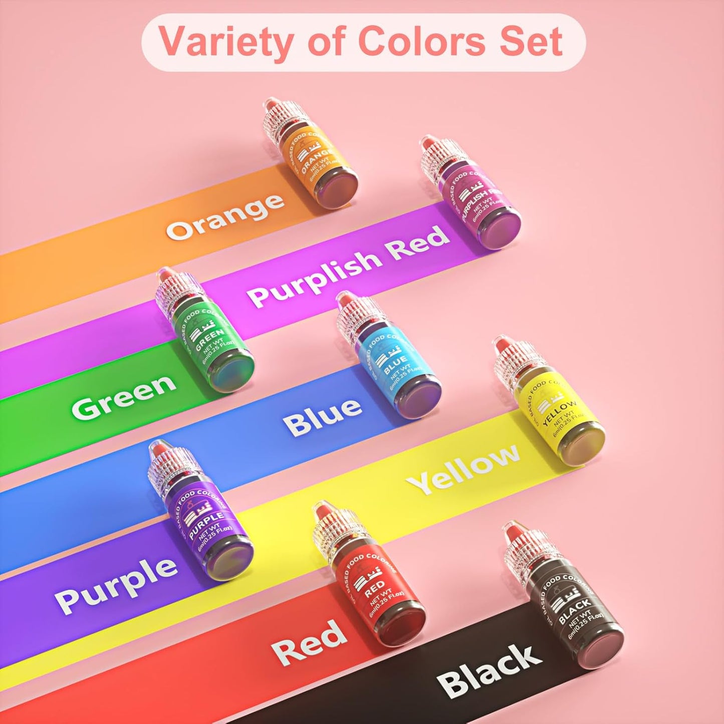 Oil Based Food Coloring for Chocolate 8 Colors Oil Edible Food Dye Set for Sugar Candy Melts Oil Royal Icing Dye for Backing Cookies Fondant Food Grade Color for Cake Decorating - 0.25 Fl. Oz/Bottles