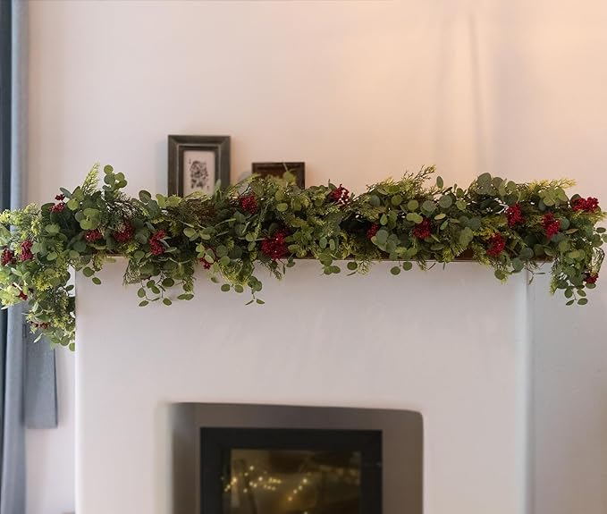 6.3FT Christmas 144 Branch Tips Cedar Garlands, Anna's Whimsy Artificial Pine Cypress Greenery Garland, Decorations Holiday Indoor Outdoor Christmas Decor Winter Garland