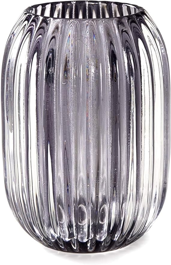 Serene Spaces Living Smoke Grey Optical Glass Votive Holder, Perfect for Weddings and Home Décor, Measures 5" Tall and 3.5" Diameter, Set of 12