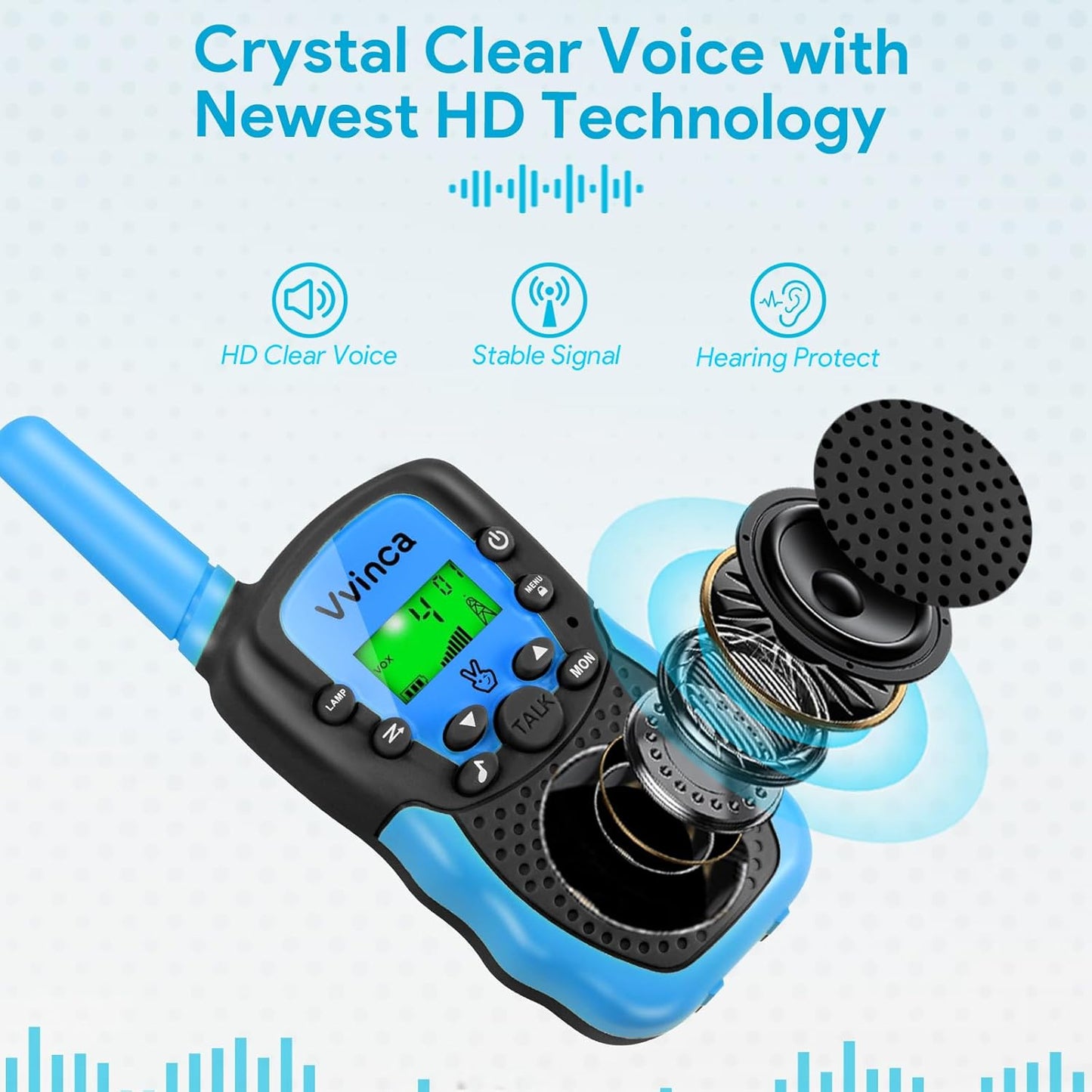 Vvinca Walkie Talkies Toys for Ages 5-7, Rechargeable Walkie Talkie Gifts for 3-12 Year Old Boy Girl with Flashlight 22CH 2 Way Radio 3 Mile Long Range for Adventure Game Camping Outdoor Hiking