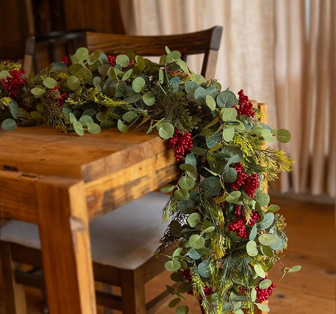 6.3FT Christmas 144 Branch Tips Cedar Garlands, Anna's Whimsy Artificial Pine Cypress Greenery Garland, Decorations Holiday Indoor Outdoor Christmas Decor Winter Garland