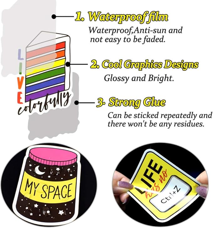 QTL Cute Stickers for Girls VSCO Stickers for Hydroflask Laptop Kids Teens Girls Waterproof Vinyl Packs 50Pcs