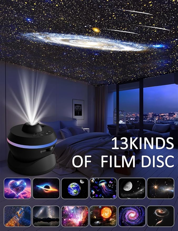 [6th Gen Upgraded] Planetarium Galaxy Projector, 13 in 1 Star Light Projector Starry Sleep Night Light with Dynamic Meteors,360° Rotation Nebula,4K HD&Large Scale Projection for Bedroom Decor，Kids
