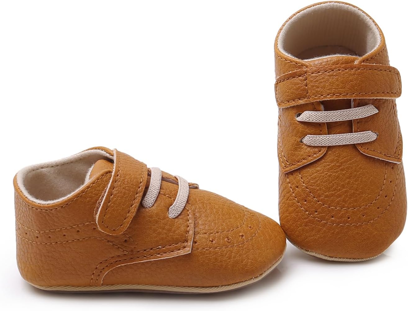 SOFMUO Baby Boys Girls High Top Ankle PU Leather Sneakers Soft Rubber Sole Infant Moccasins Newborn Oxford Loafers Anti-Slip Toddler Wedding Uniform Dress Shoes