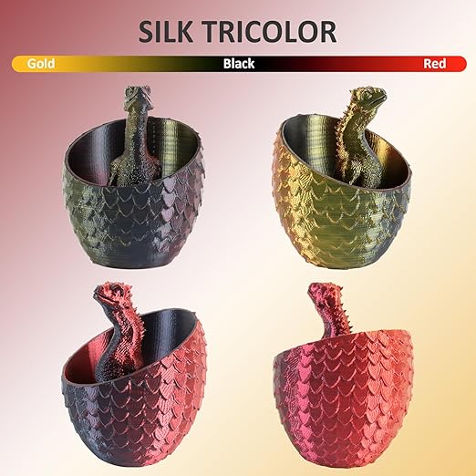 Geeetech Silk PLA Tri Color Filament 1.75mm 3D Printer Filament, Coextrusion Red Gold Black Tri-Colors Metal-Like Shiny Silk PLA Filament, 1kg (2.2lbs) 1 Spool, Dimensional Accuracy +/- 0.02 mm