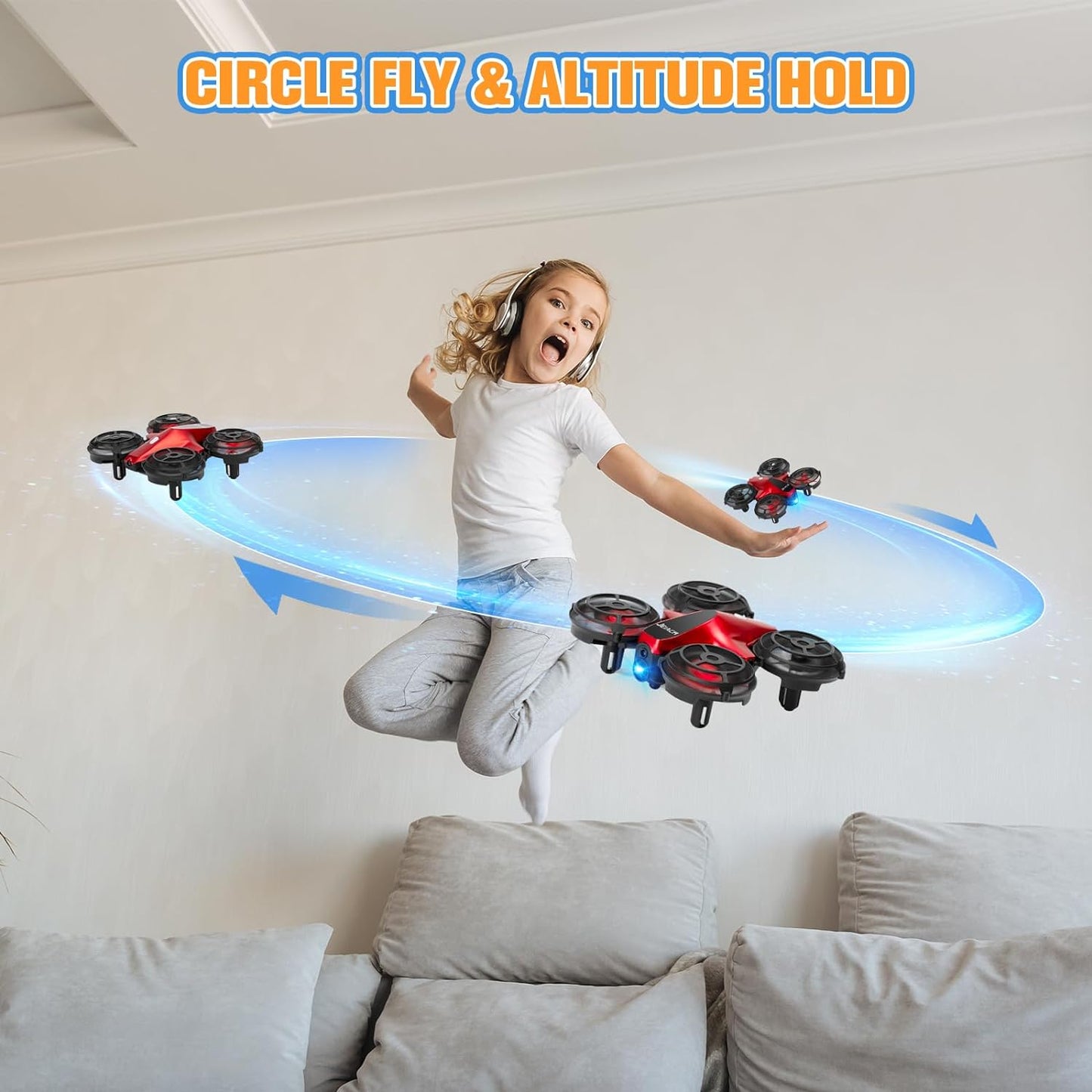 Drones for Kids,Drrntr Mini Drone - Kids Drone with 3D Flip, Auto Hovering,Rc Drone for Kids 8-12 with Headless Mode, 2 Batteries - Indoor Quadcopter,Flying Toys Gifts for Boys and Girls