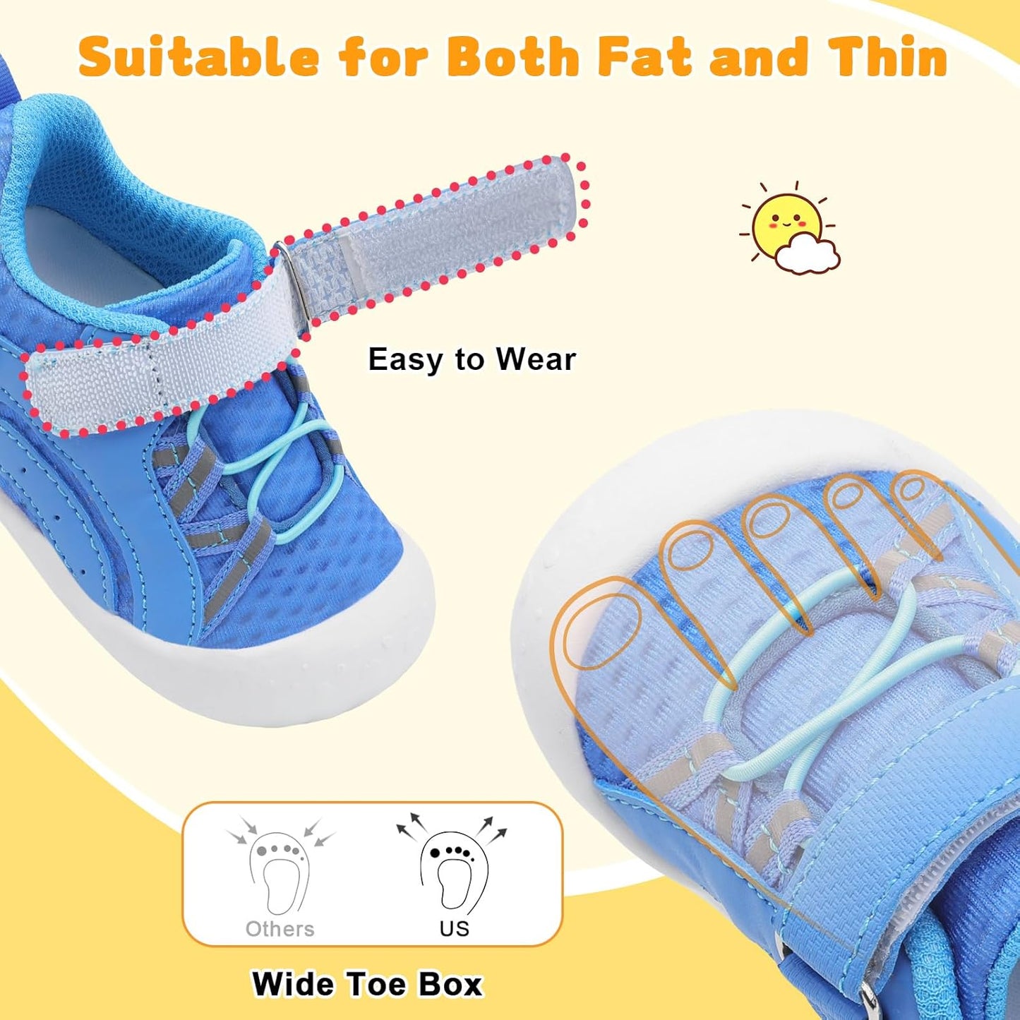 FEETCITY Wide Baby Shoes Boys Girls Baby Barefoot Shoes Breathable Infant Walking Shoe Crib Sock Shoe Toddler Sneakers Flexible