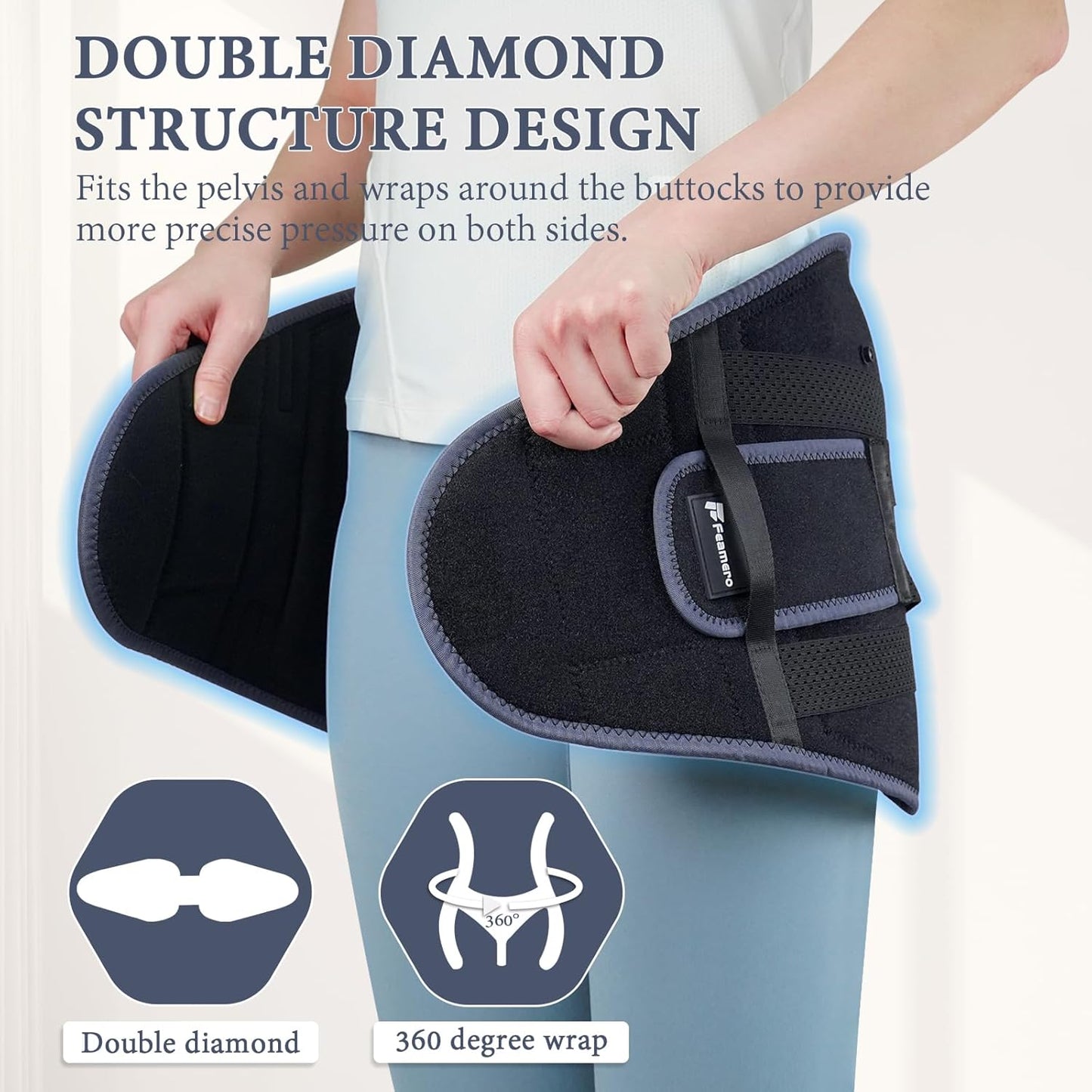 Inflatable Pelvic Support Belt for Women and Men, Adjustable Pressure SI Joint Brace for Postpartum Recovery, Pelvic Tilt Correction, Hip & Pubic Symphysis Pain Relief (L)