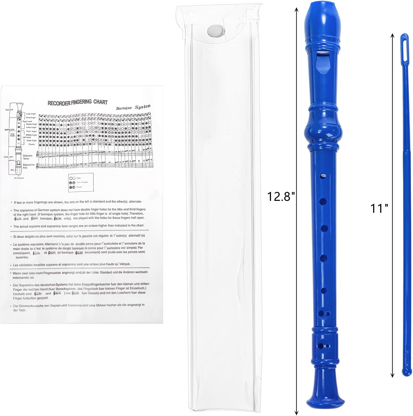 ZEAYEA 6 Pack Soprano Recorder Instrument, German Style Fingering 8 Hole Descant Flute, Detachable Descant Recorders with Cleaning Rod and Fingering Chart for Beginners Music Parties Musical Education