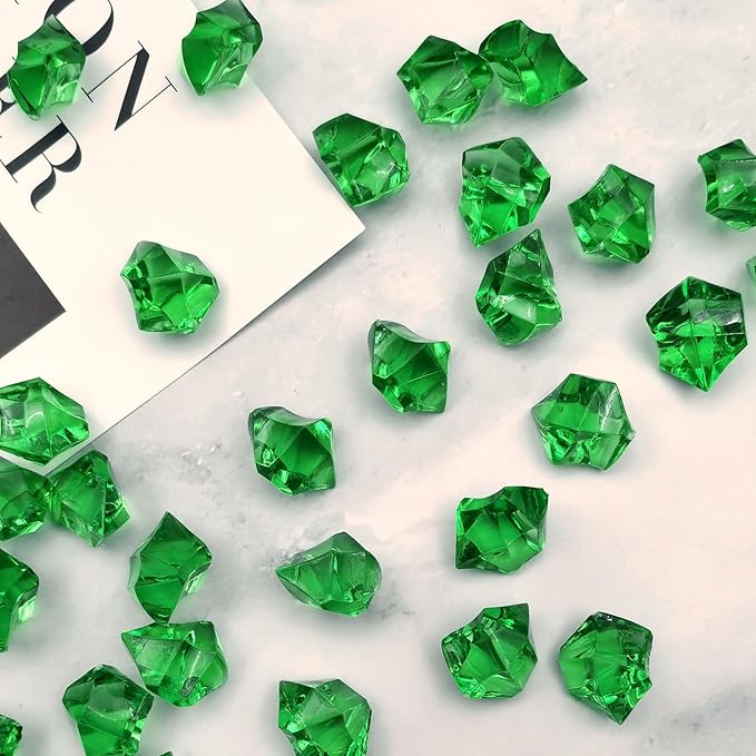 Green Vase Fillers for Home Decor, Vase Decor Filler, 150 pcs Reusable Fake ice Cubes for Photography Accessories Props Decoration for Wedding, St Patricks Day Vase Filler