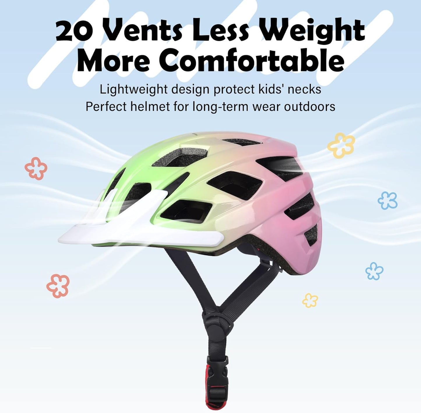 Kids Bike Helmet, 2 Size Adjustable for Youth Toddler Boys & Girls 3-5-8-10-12-14 Years, Child Helmets with Visor for Skating Cycling Scooter