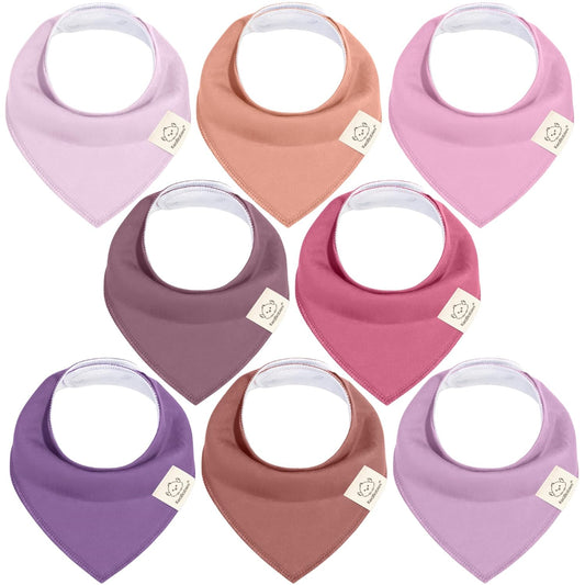 8-Pack Organic Baby Bandana Bibs for Girls - Super Absorbent Triangle Baby Bibs for Drooling and Teething Infant, 100% Cotton Extra Soft for Newborn, Infant 0-36 Months (Lilac)