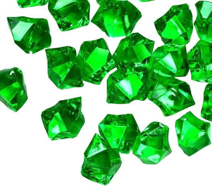 Babenest Acrylic Crushed Ice Rocks, 150 PCS Fake Crystals Plastic Ice Cubes Diamonds Gems for Vase Fillers, Home Decoration, Table Scatter, Event, Wedding, Arts & Crafts (Green)