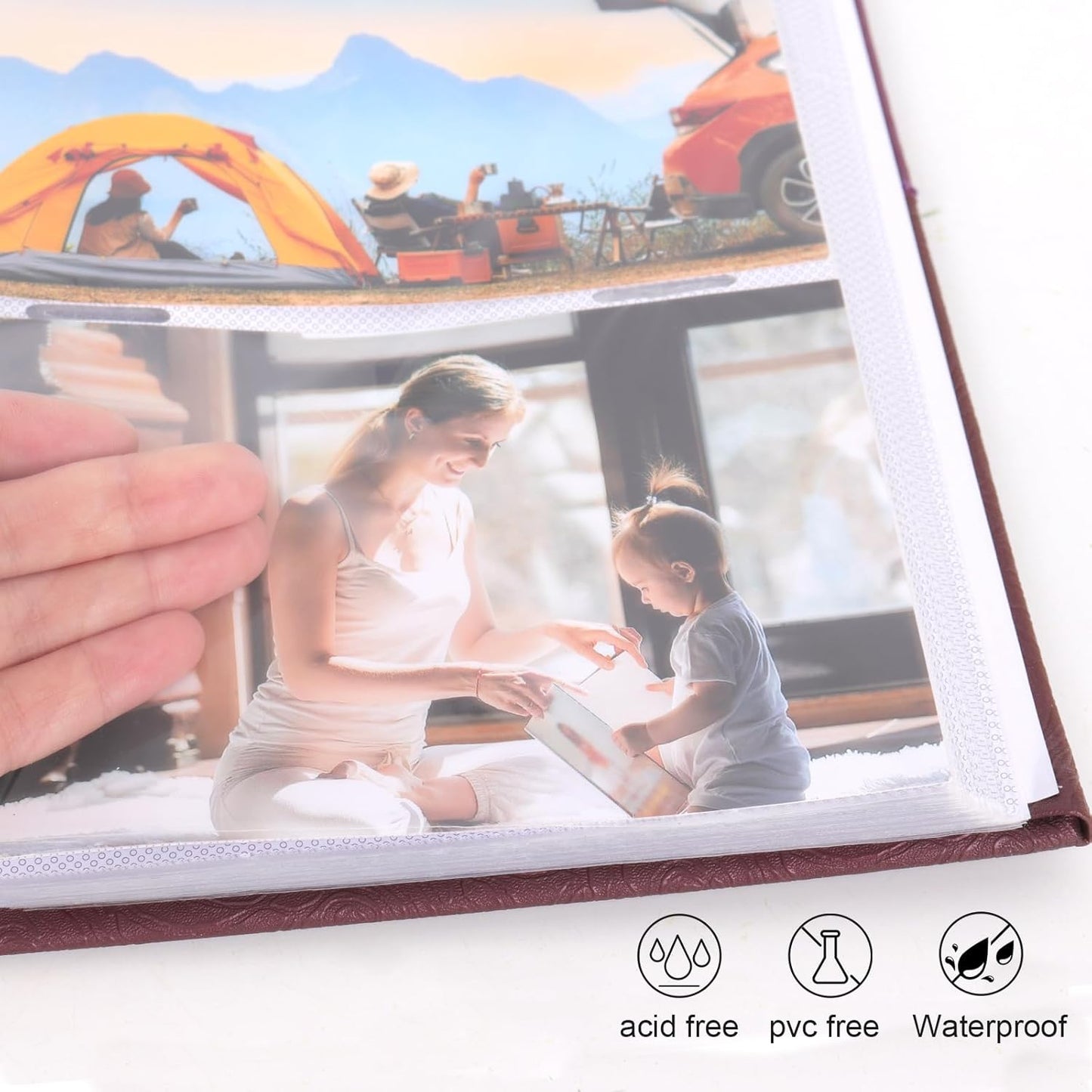 RECUTMS Photo Album with Writing Space 4x6 300 Pockets Photo Book,Leather Cover Picture Album with Memo Areas for Wedding Anniversary Family Baby Couple Valentines Graduation Travel (Purple)