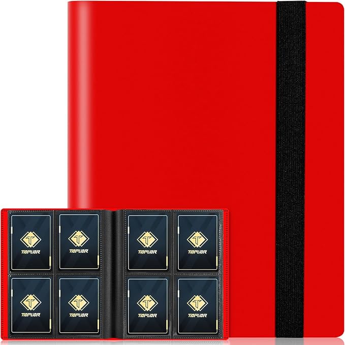 4 Pocket Card Binder for 160 Sleeves - Album for Trading, Sports, Baseball & Game Cards - Mini TCG Binder for MTG - Gift for Card Collector (Red)