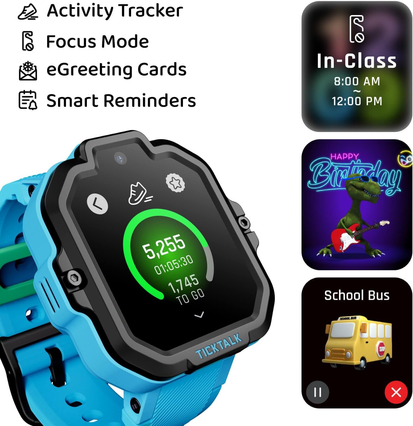 TickTalk 5 - Kids Smart Watch with GPS Tracker, Video Calling, SOS, & Parental Controls | Smartwatch with Free Music, Texting, Kid Phone Call and Text, Boys & Girls - 4G Smart Watch for Kids 3-12