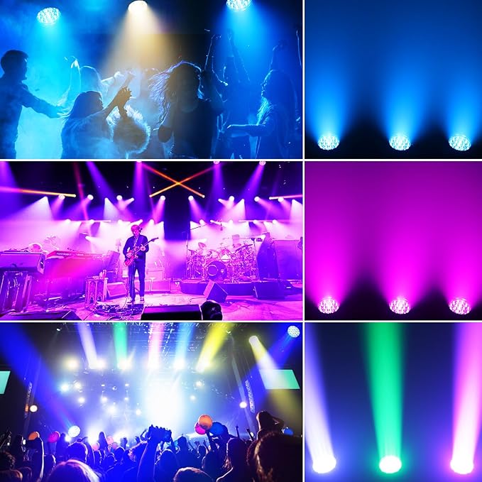 19x10W Moving Head Light Focusing/Beam/Wash/Zoom Effect Stage DJ Lights 4-in-1 LED DMX512 & Sound Activated Control for DJ Disco Nightclub KTV Bar Theater Shopping Mall