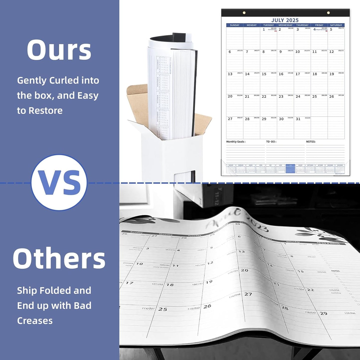 Ospelelf Large Wall Calendar 2025-2026 Calendar 22'' x 17'' Monthly Desk Calendar 18 Month Family Calendar, Use July 2025 - Dec 2026, Blue