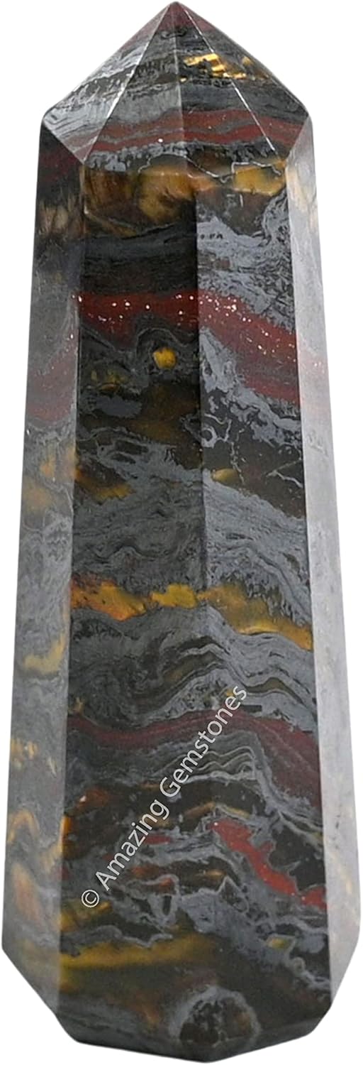 Amazing Gemstone Iron Tiger Eye Crystal Towers - Natural Healing Crystal Point Obelisk for Reiki Healing and Crystal Grid (2 Inch to 3 Inch)