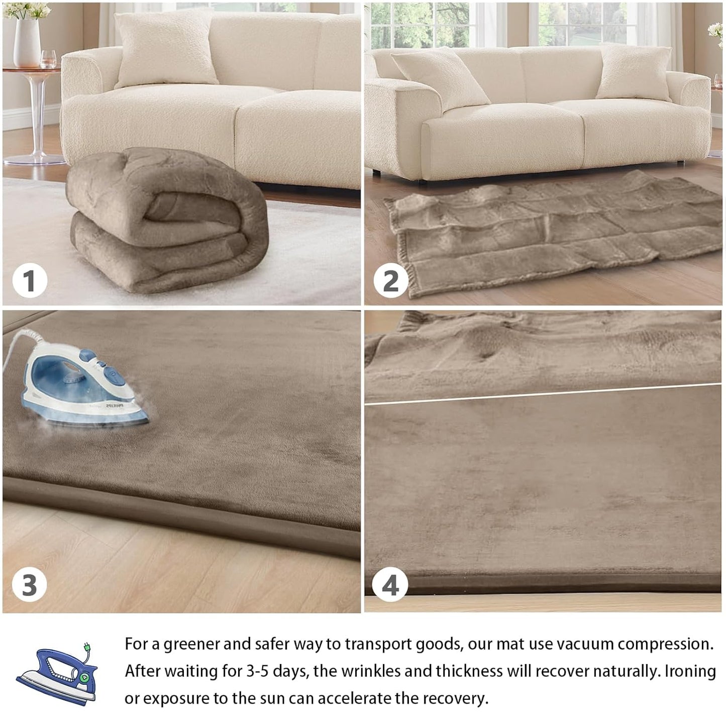 Baby Play Mat for Floor Tummy Time Mat Nursery Rug Muscle Mat Area Rug Playroom Rug Tatami Mat 4'11x3'28" Memory Foam 1.3" Thick Crawling Mat For Babies,Toddlers, Infants, Kids,Floor Mat(Brown)