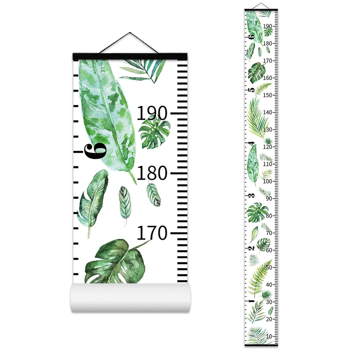 Growth Chart for Wall Height Measurement Ruler Kids Room Playroom Essentials Toddler Bedroom Nursery Home Canvas Green Plant Wall Decor 79"x7.9"