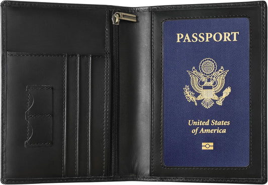 Ringsun Leather Passport Cover for Men Women, RFID Passport Wallet Case Travel Passport Holder for Family