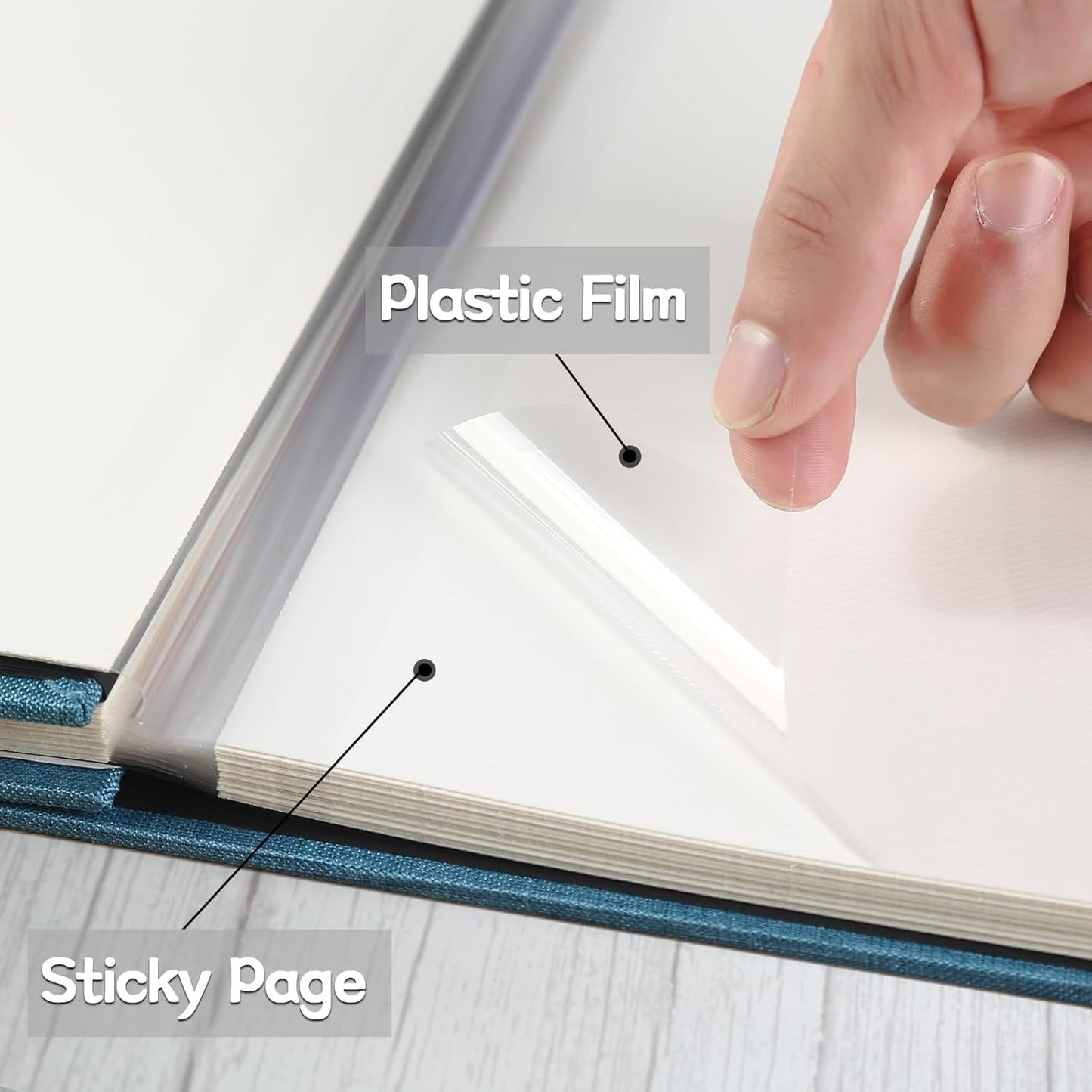 Vienrose Photo Album Self Adhesive for 2x3 4x6 5x7 8x10 Pictures DIY Scrapbook 60 Blank Pages Linen Cover Memory Book for Wedding, Baby Growth, Travel, Grey