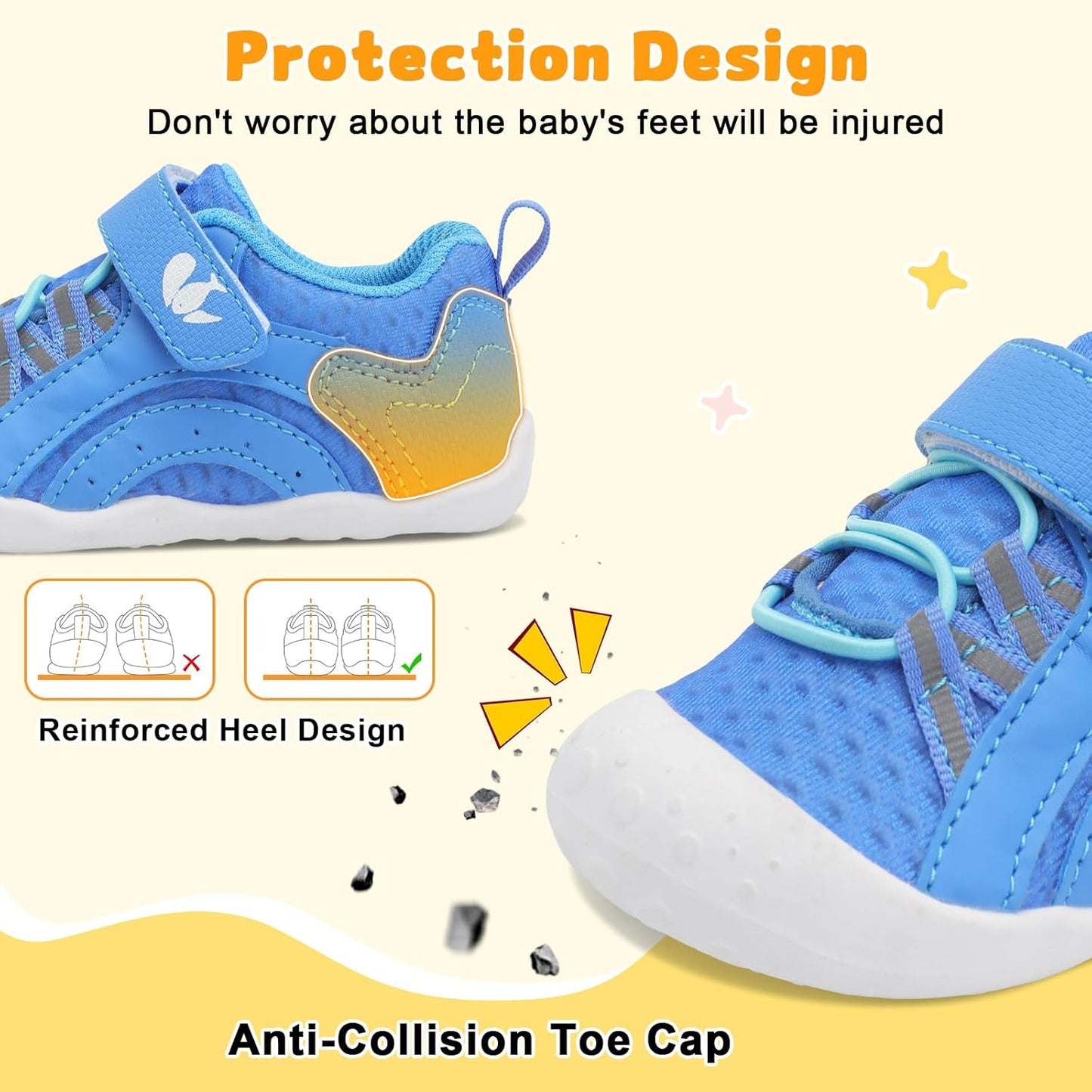 FEETCITY Wide Baby Shoes Boys Girls Baby Barefoot Shoes Breathable Infant Walking Shoe Crib Sock Shoe Toddler Sneakers Flexible